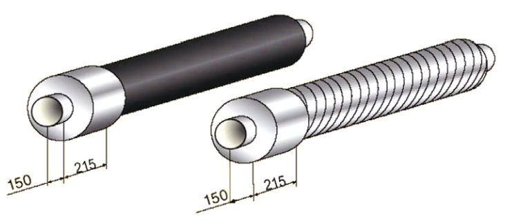 Стальная труба в ППУ изоляции с металлической заглушкой изоляции