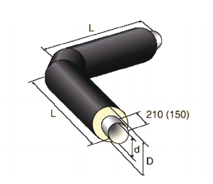 Отвод в ППУ изоляции стандартный в полиэтиленовой оболочке