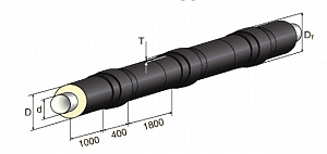 Стальная труба в ППУ изоляции с усиленной бандажами оболочкой, 219мм