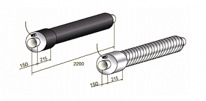 Элемент трубопровода в ППУ изоляции и металлической заглушкой изоляции, 45 мм