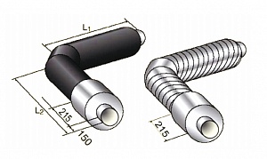 Отвод в ППУ изоляции стандартный с металлической заглушкой изоляции, 325 мм