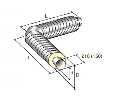 Отвод в ППУ изоляции стандартный в оболочке из оцинкованной стали