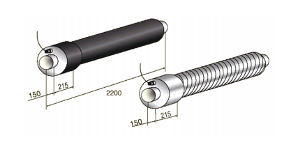 Элемент трубопровода в ППУ изоляции и металлической заглушкой изоляции