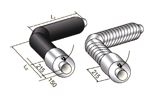 Отвод в ППУ изоляции стандартный с металлической заглушкой изоляции и кабелем вывода